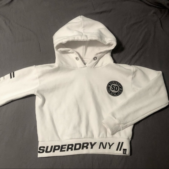 SUPERDRY cropped hoodie white size S - Picture 2 of 5